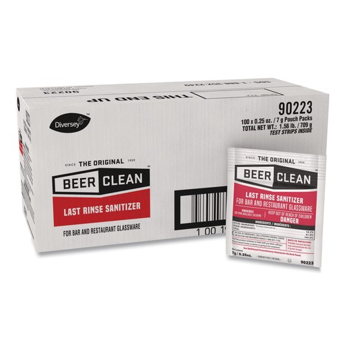 Cleaners & Chemicals | Diversey Care 90223 Beer Clean 0.25 oz. Packet Powder Last Rinse Glass Sanitizer (100/Carton) image number 0