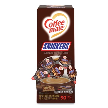 Coffee-Mate 12384196 0.38 oz. Mini Cups Liquid Coffee Creamer - Snickers (50/Box)