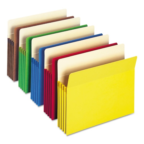 File Jackets & Sleeves | Smead 73890 3.5 in. Expansion Colored File Pockets - Letter, Assorted (25/Box) image number 0