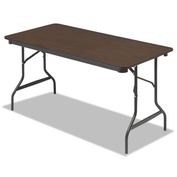 FOLDING TABLES | Iceberg 55314 OfficeWorks Curved-Leg 60 in. x 30 in. x 29 in. Classic Wood Laminate Folding Table - Walnut