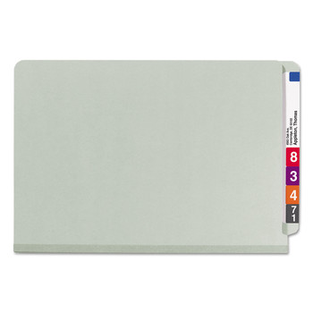 Smead 29810 2 in. Expansion 2 Divider Legal Size 6 SafeSHIELD Fasteners End Tab Pressboard Classification Folders - Gray-Green (10/Box)