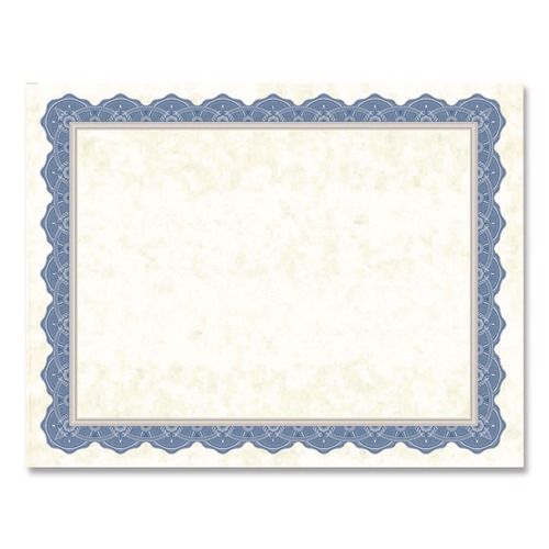 Copy & Printer Paper | Geographics 47849 Award Certificates, 8.5 x 11, Natural with Braided Blue/Silver Border, 15/Pack image number 0