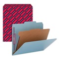 File Folders | Smead 13730 4-Section Pressboard Top Tab Classification Folders with 4 SafeSHIELD Fasteners - Letter Size/Blue (10/Box) image number 1