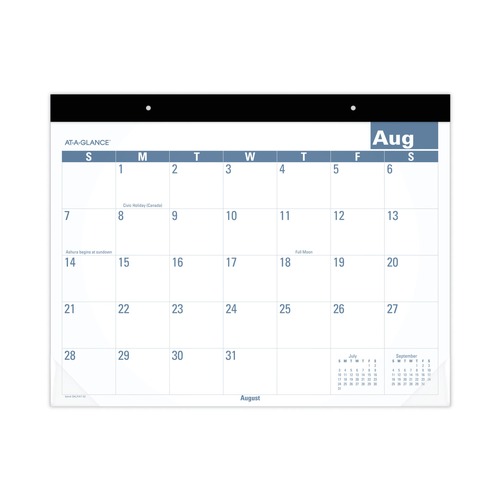 Notebooks & Pads | AT-A-GLANCE SKLPAY32 12 Month (July to June): 2024 to 2025 21.75 in. x 17 in. Academic Large Print Desk Pad - White/Blue Sheets image number 0