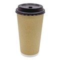 Cups and Lids | Karat C-KRC520 20 oz Ripple Hot Cups - Kraft/White (500/Carton) image number 1
