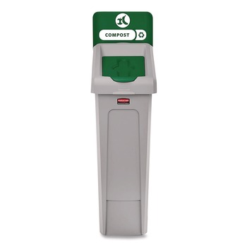 Rubbermaid Commercial 2185051 Slim Jim Recycling Station Kit 1-Stream Compost 23 gal Plastic Green/Gray