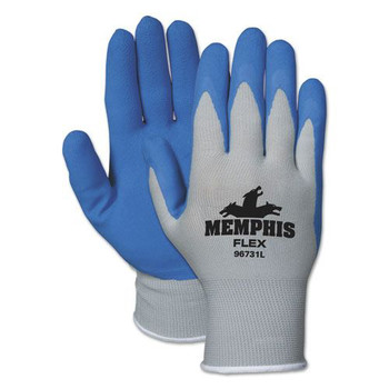 CLEANING GLOVES | MCR Safety 96731L Memphis Flex Seamless Nylon Knit Gloves - Large, Blue/Gray (1-Dozen)