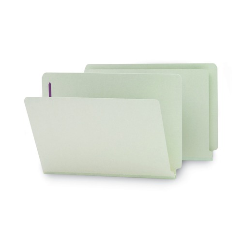 File Folders | Smead 37705 1 in. Expansion End Tab Pressboard Classification Folders with 2 SafeSHIELD Coated Fasteners - Legal Size/Gray-Green (25/Box) image number 0
