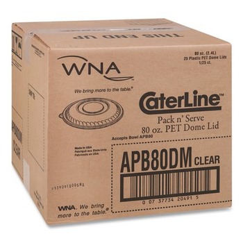 CUPS AND LIDS | WNA APB80DM 10 in. Diameter x 1.38 in. h Caterline Pack n' Serve Dome Plastic Lids - Clear (25/Carton)