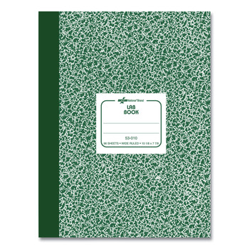  | National 53010 10.13 in. x 7.88 in. Sheets Wide/Legal Rule Lab Notebook - Green Marble Cover