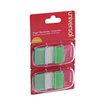 DESK ACCESSORIES AND OFFICE ORGANIZERS | Universal UNV99003 Page Flags - Green (50 Flags/Dispenser, 2 Dispensers/Pack)