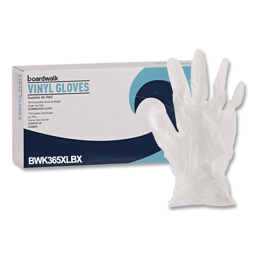 Disposable Gloves | Boardwalk BWK365XLBX General Purpose Latex-Free Vinyl Gloves - Extra Large, Clear (100-Piece/Box) image number 0