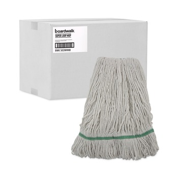 Boardwalk BWK502WHNB Premium Standard Cotton/Rayon Fiber Mop Head - Medium, White (12/Carton)