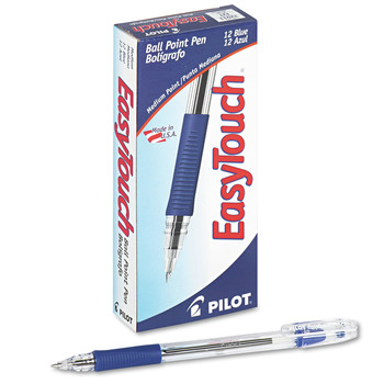 PENS | Pilot 32011 EasyTouch Medium 1 millimeter Stick Ballpoint Pen - Blue Ink/Clear/Blue Barrel (1-Dozen)