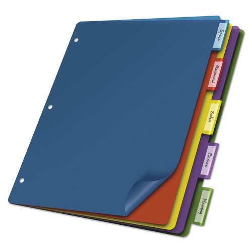 File Folders | Cardinal 84018 11 x 8.5 Poly 5-Tab Index Dividers - Assorted (4/Pack) image number 0