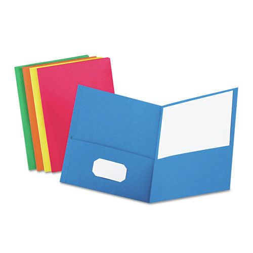 File Folders | Oxford 57513EE 11 in. x 8.5 in. 0.5 in. Capacity Twin-Pocket Folder - Assorted Colors (25/Box) image number 0