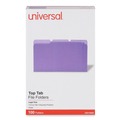 File Folders | Universal UNV10525 Legal Size Deluxe 1/3-Cut Colored Top Tab File Folders - Violet/Light Violet (100/Box) image number 0