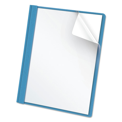 File Folders | Oxford 55801EE 8.5 in. x 11 in. 0.5 in. Capacity Standard Grade Report Cover - Clear/Light Blue (25/Box) image number 0