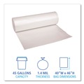 Trash Bags | Boardwalk X8046DCKR01 40 in. x 46 in. 45 gal. 1.4 mil Recycled Low-Density Polyethylene Can Liners - Clear (100/Carton) image number 2