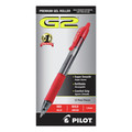 Pens | Pilot 31258 G2 Premium Bold 1 mm Retractable Gel Pen - Red Ink/Smoke/Red Barrel (1-Dozen) image number 0