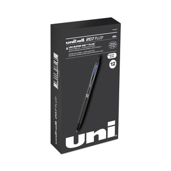 PRODUCTS | uni-ball 70463 207 Plusplus 0.7 mm Retractable Gel Pen - Blue Ink/Black Barrel/Medium (1-Dozen)