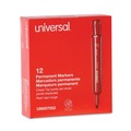 Permanent Markers | Universal UNV07052 Broad Chisel Tip Permanent Marker - Red (1 Dozen) image number 1