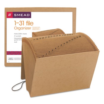 Smead 70168 1/15-Cut Tab 1 to 31 Indexed Expanding Files with Elastic Cord Closure - Letter, Kraft