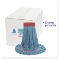 | Boardwalk BWK503BLCT 5 in. Super Loop Cotton/Synthetic Fiber Wet Mop Head - Large, Blue (12/Carton) image number 5