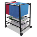 Office Filing Cabinets & Shelves | Advantus 34075 2 Drawers 1 Bin 12.88 in. x 15 in. x 21.13 in. Metal Mobile File Cart with Sliding Baskets - Black image number 5