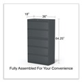 Office Filing Cabinets & Shelves | Alera 25499 36 in. x 18.63 in. x 67.63 in. 5 Lateral File Drawer - Legal/Letter/A4/A5 Size - Charcoal image number 5