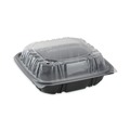Food Trays, Containers, and Lids | Pactiv Corp. DC858100B000 38 oz 8.5 x 8.5 x 3 EarthChoice Vented Dual Color Microwavable Plastic Hinged Lid Container - Black/Clear (150/Carton) image number 2