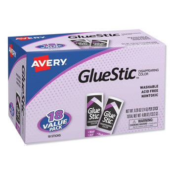 ADHESIVES AND GLUES | Avery 98079 0.26 oz. Permanent Glue Stick Value Pack - Applies Purple/Dries Clear (18/Pack)