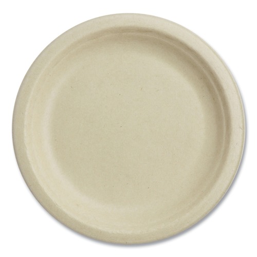 Bowls and Plates | World Centric PL-SC-U7-LFS 7 in. Diameter Paper Fiber Plates - Natural (1000/Carton) image number 0