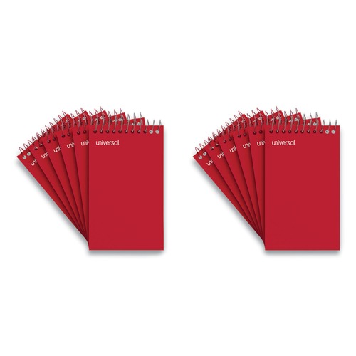 Notebooks & Pads | Universal UNV20435 3 in. x 5 in. Wirebound Narrow Rule Memo Pad with Coil-Lock Wire Binding - Orange Cover (12/Pack) image number 0