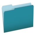 Just Launched | Pendaflex 152 1/3 TEA 1/3-Cut Tabs Assorted Letter Size Colored File Folders - Teal/Light Teal (100/Box) image number 0