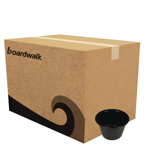 Food Trays, Containers, and Lids | Boardwalk BWKPRTN4BL 4 oz Plastic Souffle/Portion Cups - Black (2500/Carton) image number 0