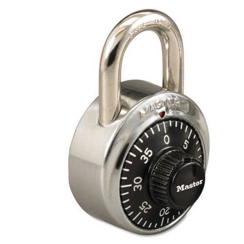 Office & Office Supplies | Master Lock 1525 1.87 in. Wide Combination Stainless Steel Padlock - Black/Silver image number 0
