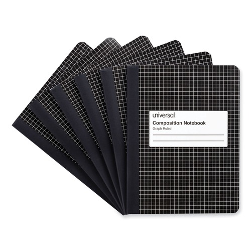 Notebooks & Pads | Universal UNV20957 100 Sheets 9.75 in. x 7.5 in. 4 sq-in. Quadrille Rule Composition Book - Black Marble (6/Pack) image number 0