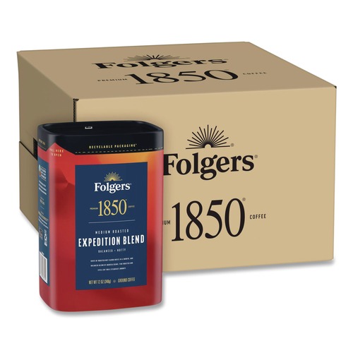 Coffee | Folgers 2550093312 12 oz. Canister Ground Coffee - Expedition Blend (6/Carton) image number 0