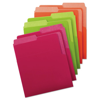 Smead 75406 1/2-Cut Tabs Letter Size Organized Up Heavyweight Vertical File Folders - Assorted Fuchsia/Orange/Peridot Green (6/Pack)