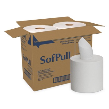 Georgia Pacific Professional 28143 SofPull 7.8 in. x 15 in. 1-Ply Perforated Paper Towel - White (560/Roll, 4-Rolls/Carton)