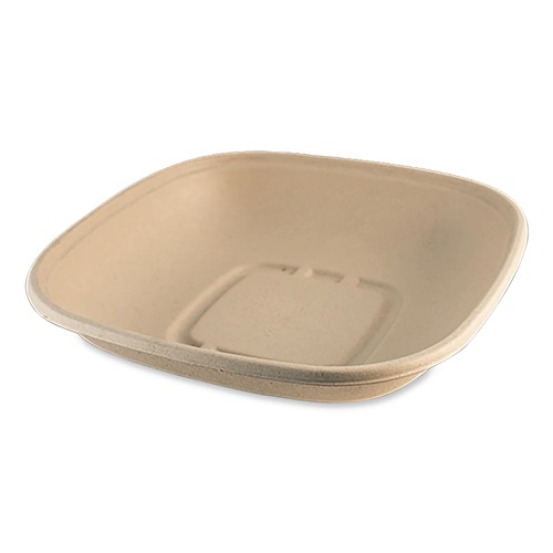Food Trays, Containers, and Lids | World Centric BQSC32LFS 8.3 in. x 8.3 in. x 1.8 in. 32 oz Paper Fiber Bowls - Natural (400/Carton) image number 0