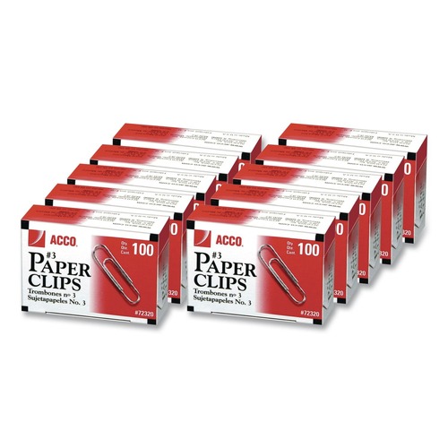 Back to School Sale | ACCO A7072320G No. 3 Smooth Paper Clips - Silver (1000/Pack) image number 0