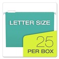 File Folders | Pendaflex 81616 1/5-Cut Tabs Letter Size Colored Hanging Folders - Aqua (25/Box) image number 4