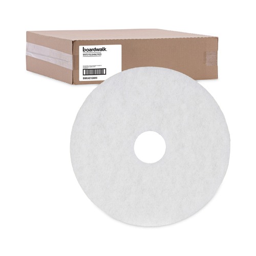 Just Launched | Boardwalk BWK4016WHI 16 in. Diameter Polishing Floor Pads - White (5/Carton) image number 0
