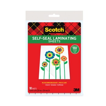 PRODUCTS | Scotch LS854SS-10 9.06 in. x 11.63 in. 6 mil Self-Sealing Laminating Sheets - Gloss Clear (10/Pack)