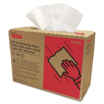 Cascades PRO W431 9.25 in. x 12.5 in. Tuff-Job Double Recrepe Wipers - White (12/Carton)
