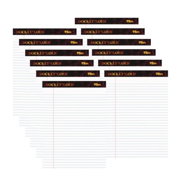 TOPS 63960 (50) White 8.5 in. x 11.75 in. Sheets Wide/Legal Rule Docket Gold Ruled Perforated Pads (12/Pack)