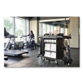 Cleaning Carts | Rubbermaid Commercial 2202581 24.4 in. x 62.4 in. x 49 in. Full-Size 3-Shelf Housekeeping Cart - Black image number 5
