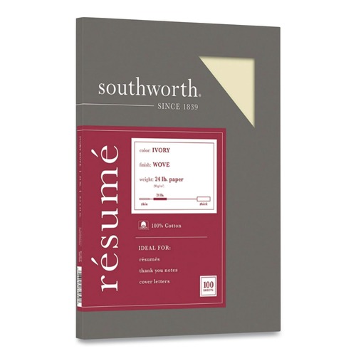 Copy & Printer Paper | Southworth R14ICF 8.5 in. x 11 in. 24 lbs. Bond Weight 100% Cotton Resume Paper - Ivory (100/Pack) image number 0